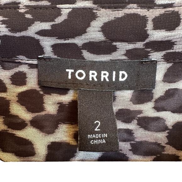 Torrid Chiffon Kimono Balloon Shirt Womens Sz 2X Button Down Animal Print Sheer - Picture 9 of 14
